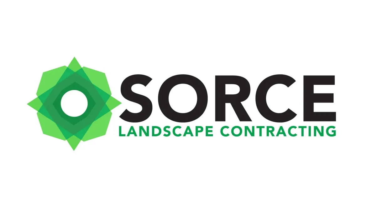 Sorce Landscape Contracting logo featuring a green geometric design and bold text, representing custom retaining wall services in Pittsburgh.